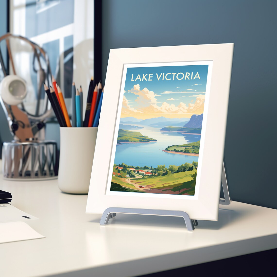 Lake Victoria Africa Green Islands Lakeside Village Travel Poster - Image 2