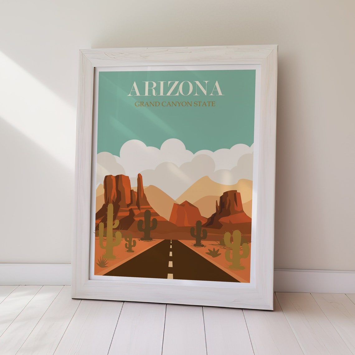 Arizona Grand Canyon State Desert Road Saguaro Cactus Poster - Image 2