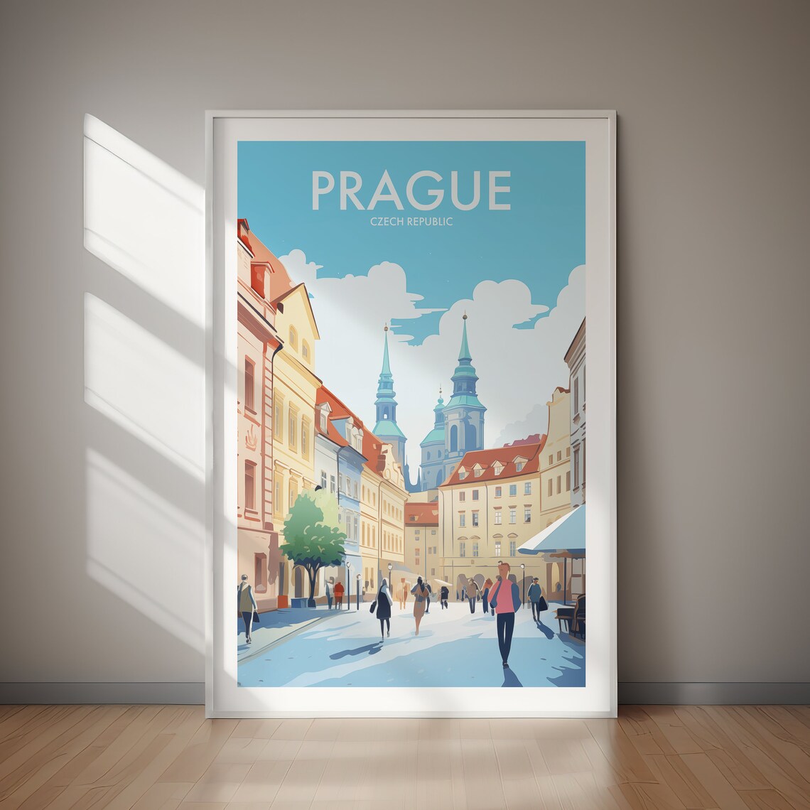Prague Czech Republic Old Town Street Baroque Spires Travel Poster