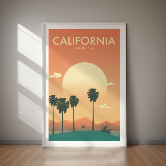 California Poster Usa Travel Poster Print Art Art Print Instant Hiking Gift For Her Gift For Him