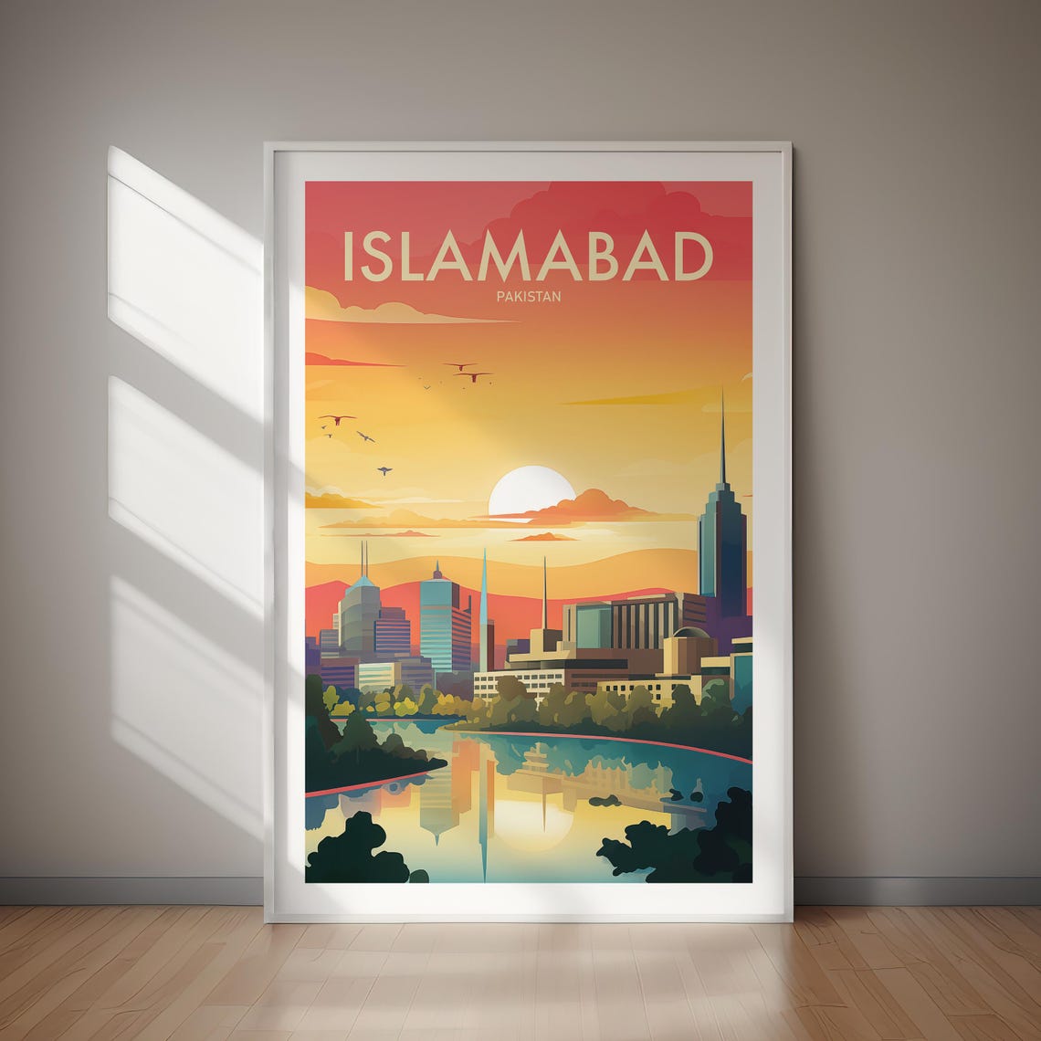 Islamabad Pakistan Golden Sunset City Skyline Travel Wall Poster