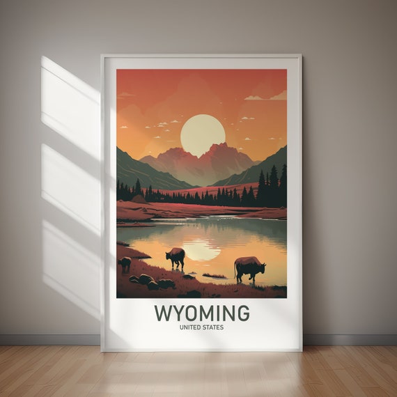 Wyoming Poster Travel Poster Poster Print Travel Hiking Holiday Home Gift Gift For Her Gift For Him