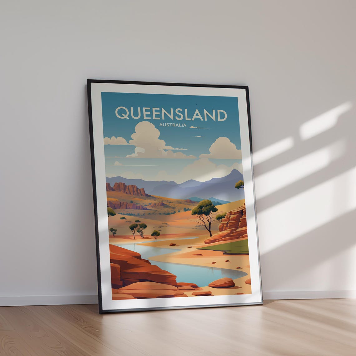 Queensland Australia Outback Red Rocks River Landscape Poster - Image 2
