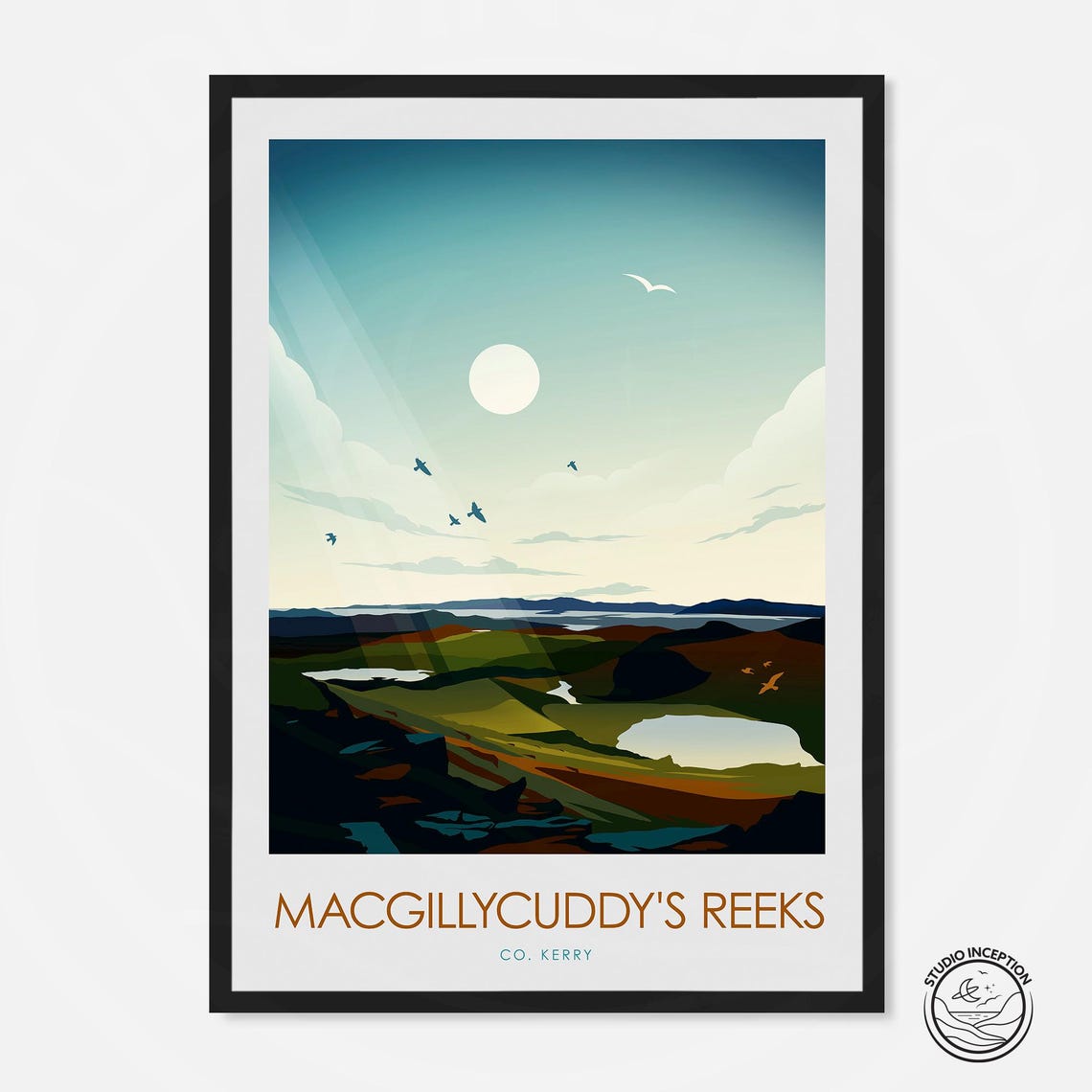 Macgillycuddys Reeks County Kerry Ireland Mountain Sunset Poster