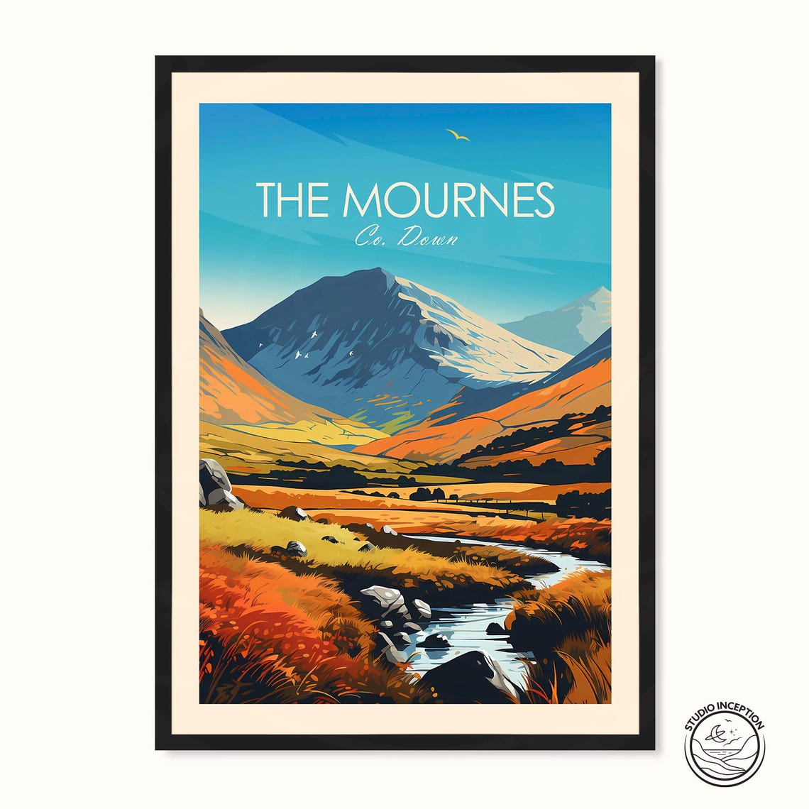 The Mournes County Down Northern Ireland Mountain Stream Travel Poster