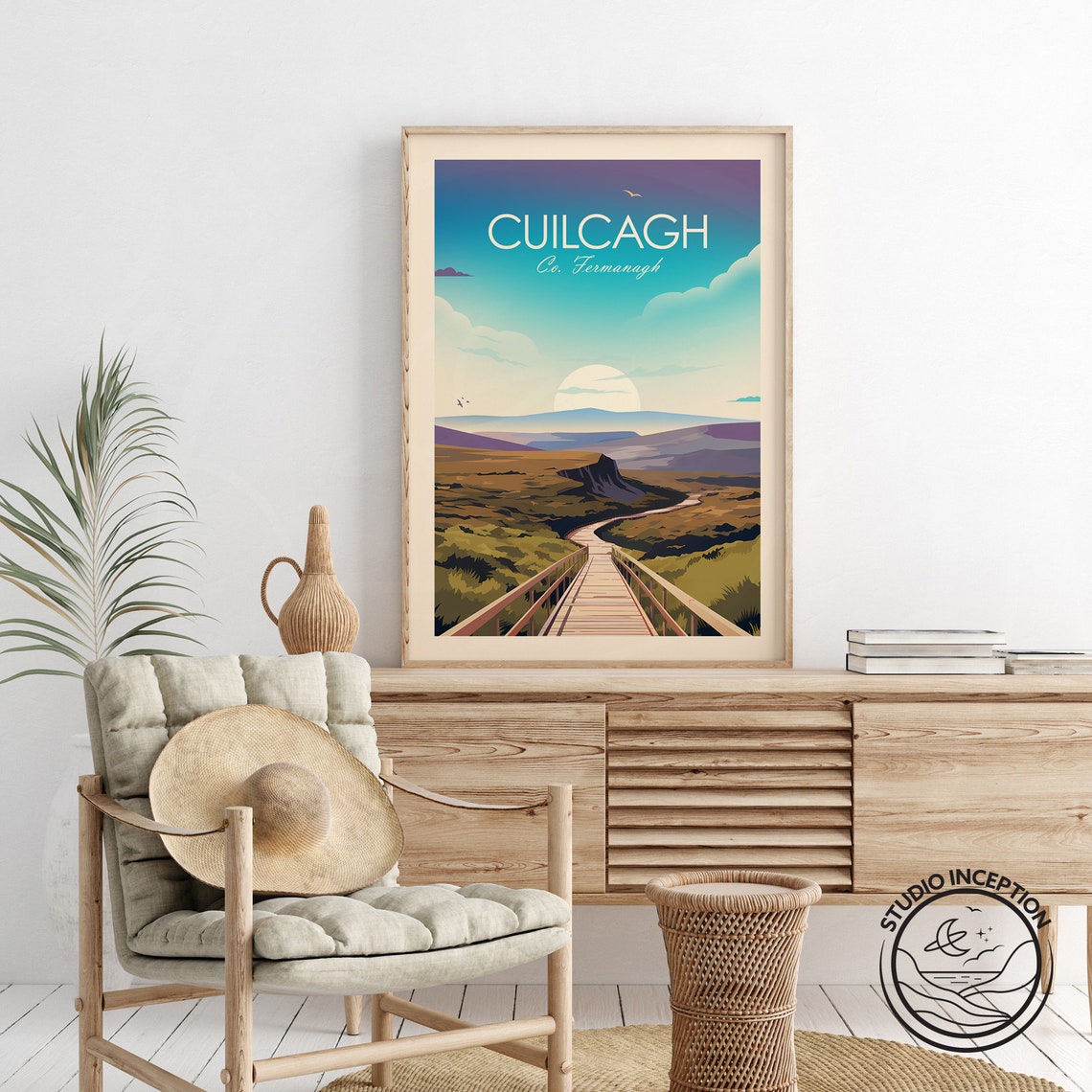 Cuilcagh Co Fermanagh Boardwalk Sunset Vintage Travel Poster - Image 2