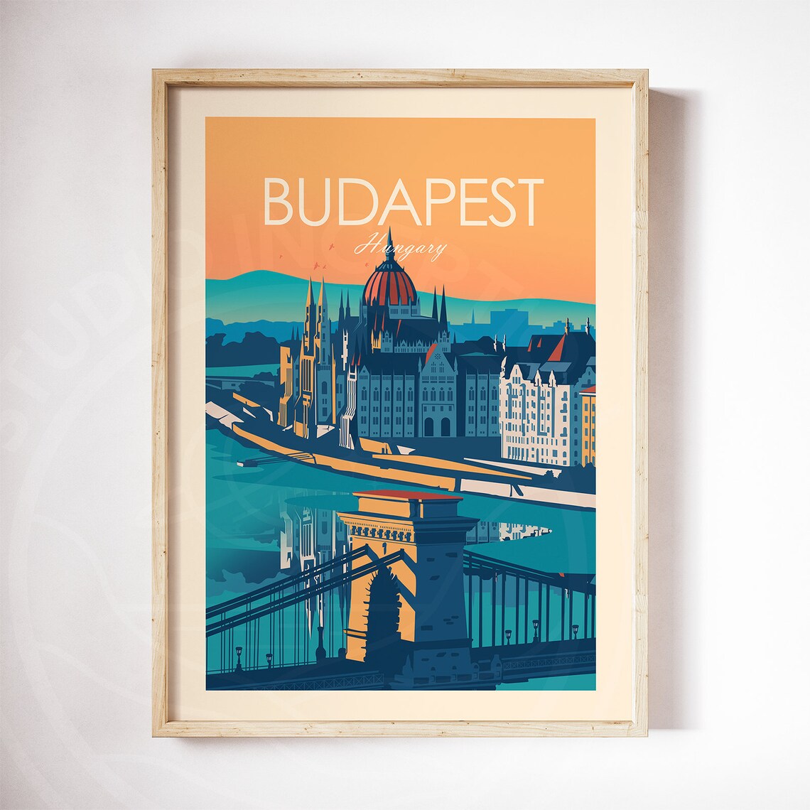 Budapest Hungary Travel Poster, Living Room Art - Image 3