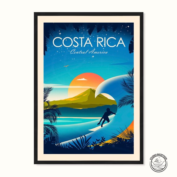 Costa Rica Surfing Travel Poster Art Print
