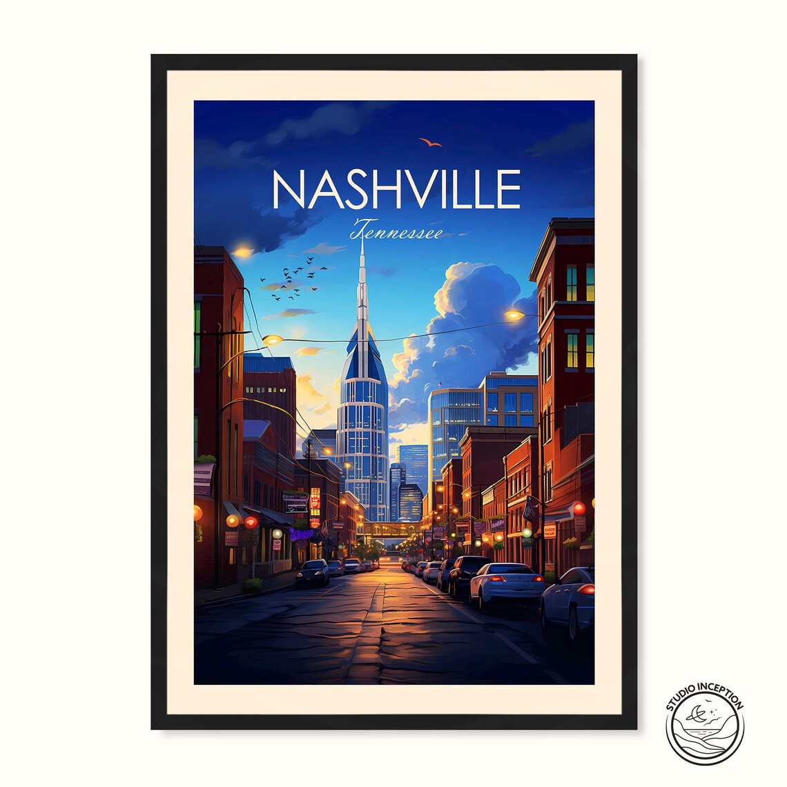Nashville Traditional Travel Poster, Tennessee Print
