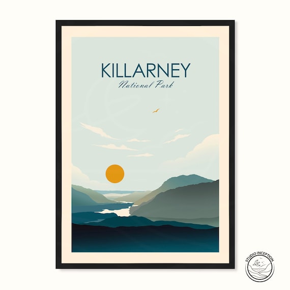 Killarney National Park Ireland Lakes Sunrise Vintage Travel Poster