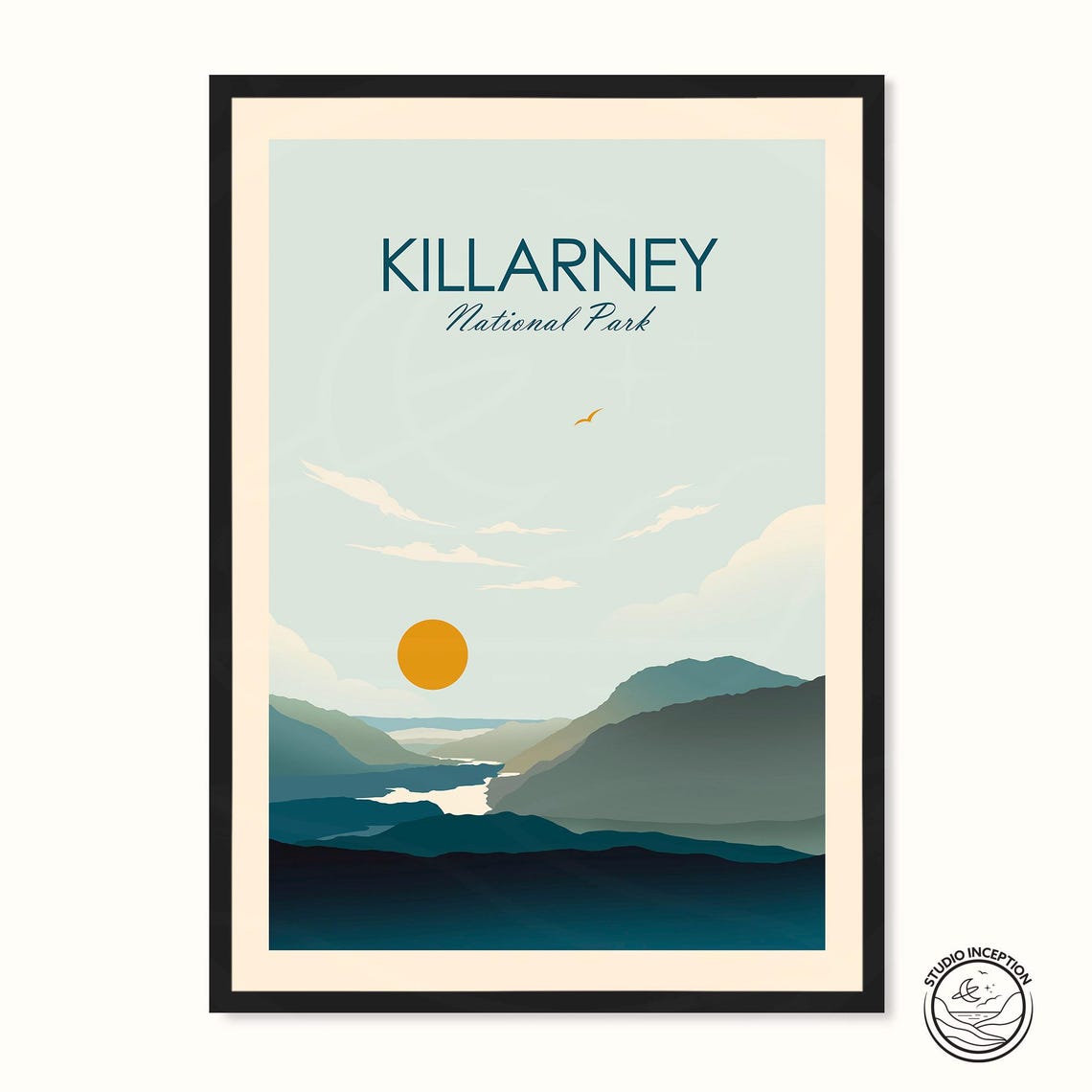 Killarney National Park Ireland Lakes Sunrise Vintage Travel Poster