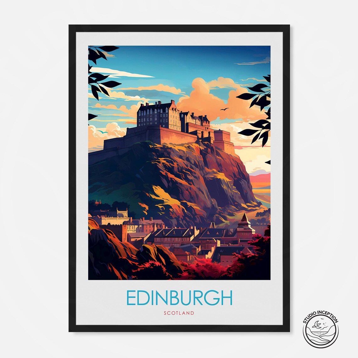 Edinburgh Cityscape Art Print, Scotland Travel Poster