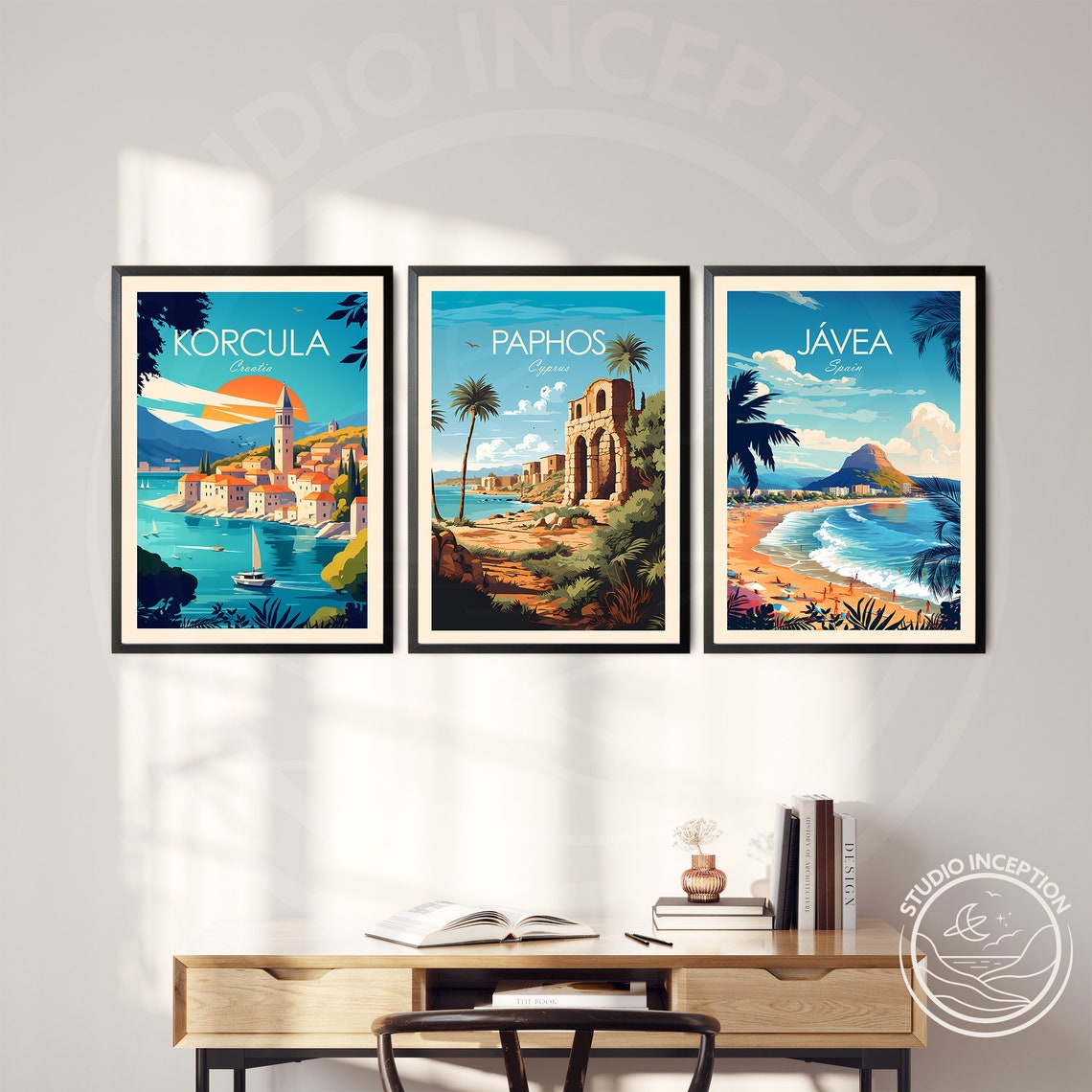 Paphos Cyprus Ancient Ruins Turquoise Coast Landscape Travel Poster - Image 2