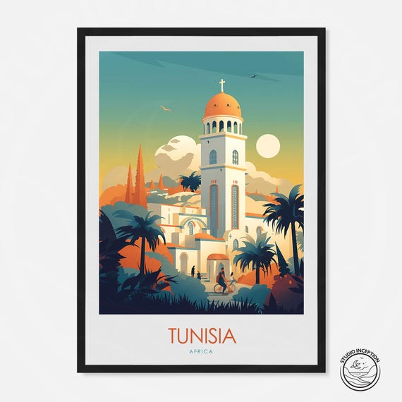 Tunisia Print Tunisia Travel Print Poster Africa Framed Print By Studio Inception