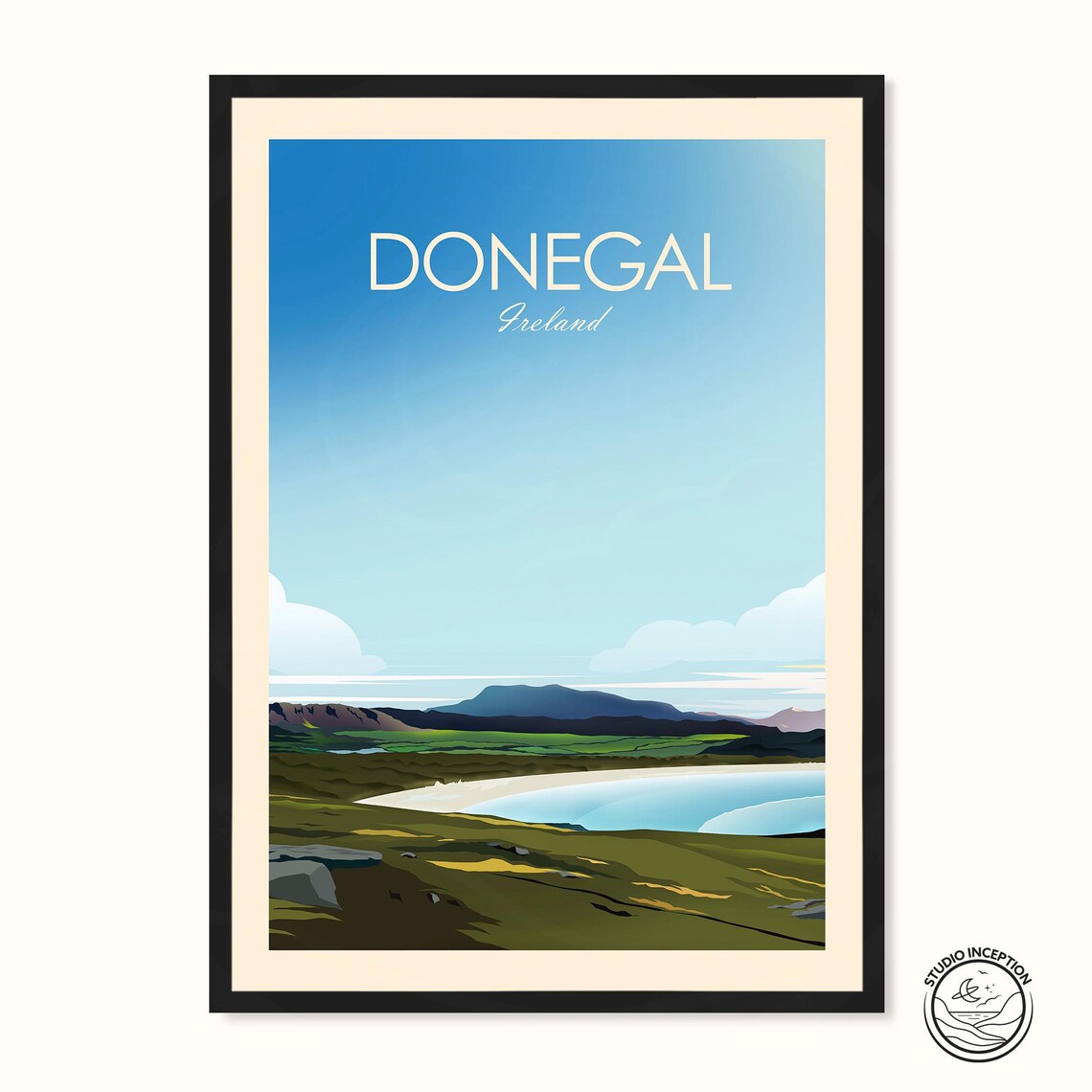 Donegal Ireland Travel Poster, Downings and Rossnowlagh