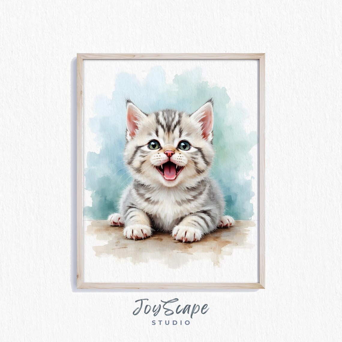 Exotic Shorthair Kitten Art Cute Playful Illustration Nursery Wall Decor Adorable Print