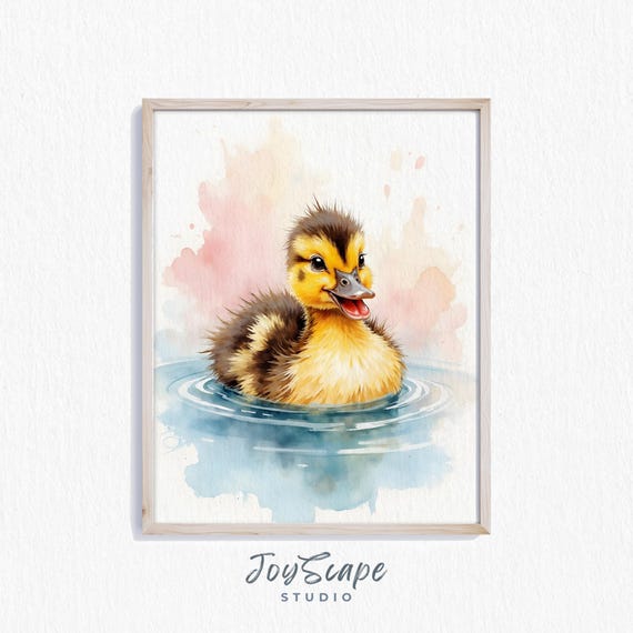 Muscovy Duckling Wall Print Unique Markings Watercolor Art Baby Nursery Decor Kids Room Poster