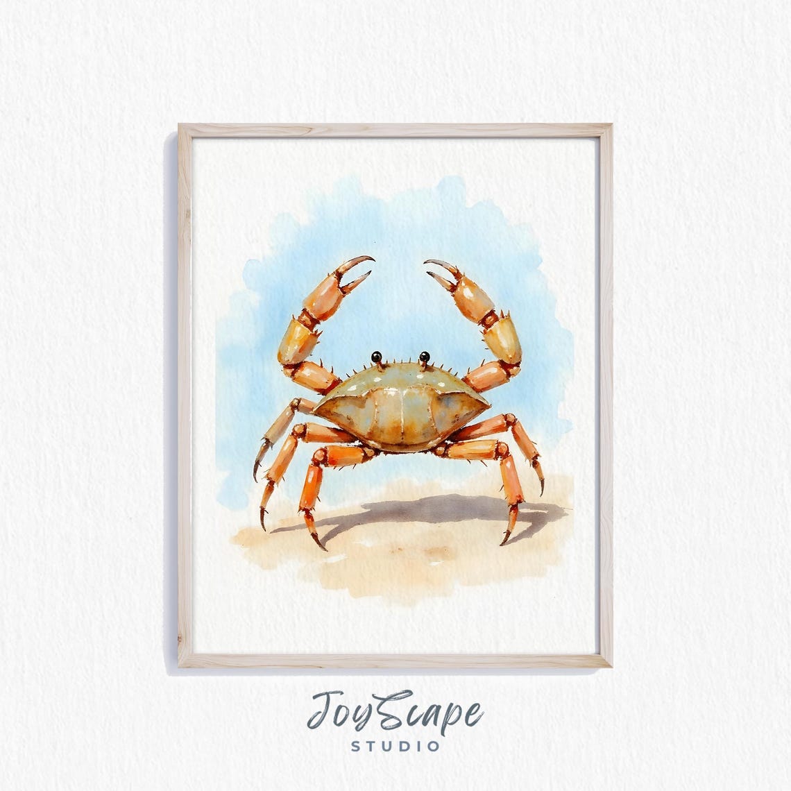 Cute Crab Watercolor Beach Ocean Sea Life Coastal Art Poster