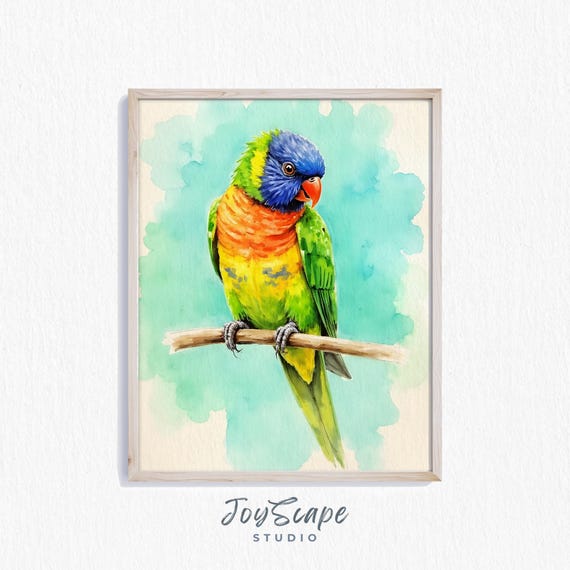 Lorikeet Wall Art Vibrant Bird Painting Watercolor Parrot Decor Natureinspired Home Print Nursery Style Artwork 265