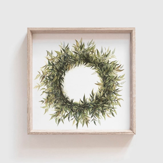 Wreath No 1 Watercolor Art Print, Botanical Decor