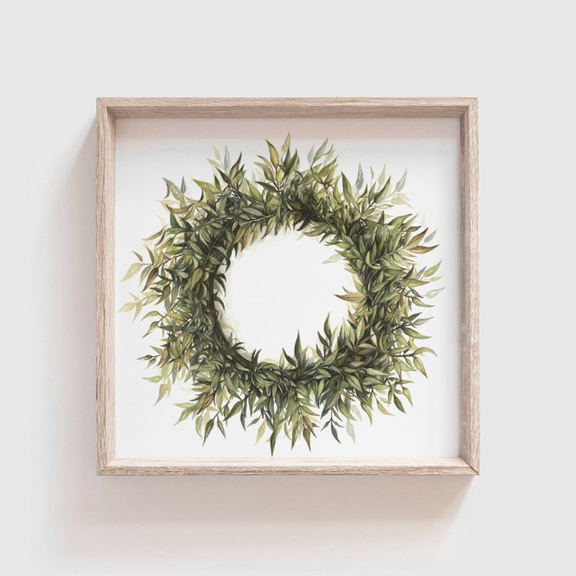 Wreath No 1 Watercolor Art Print, Botanical Decor