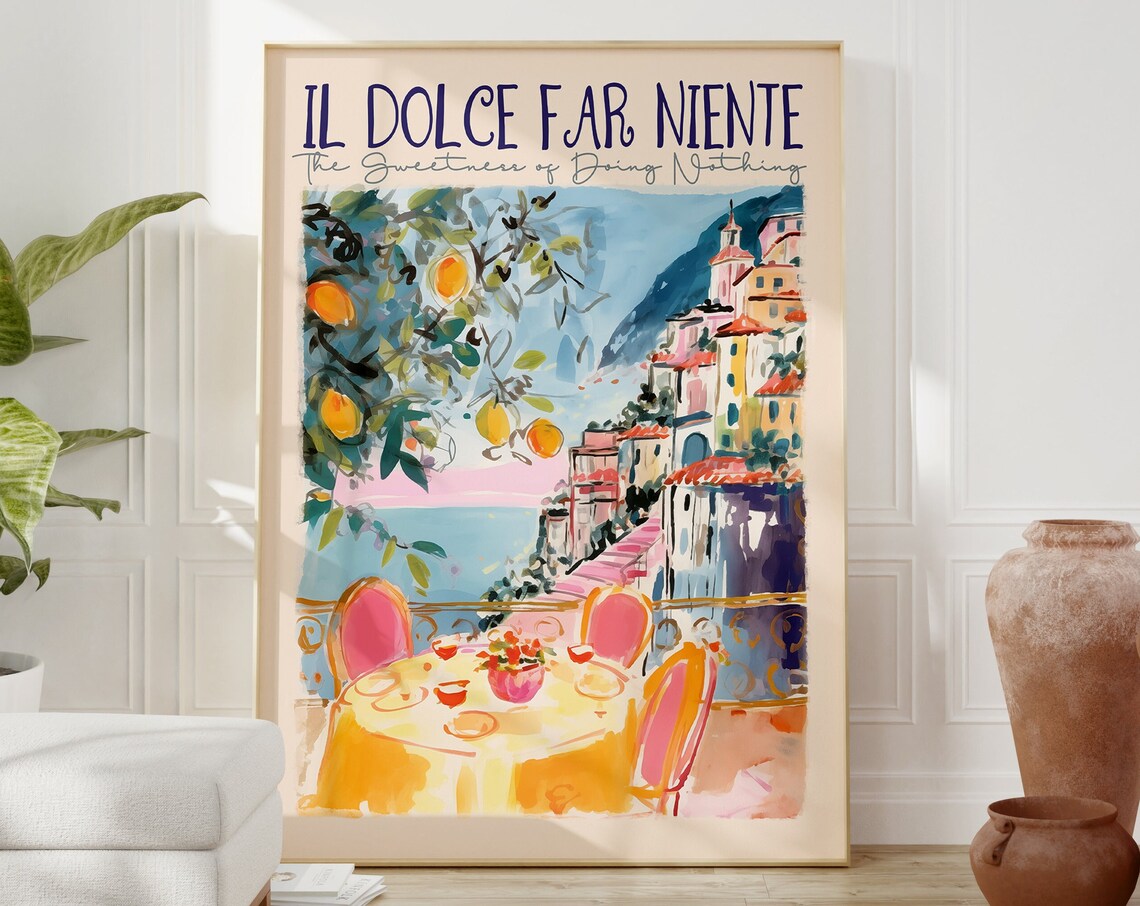 Dolce Far Niente Watercolor Art Print, Positano