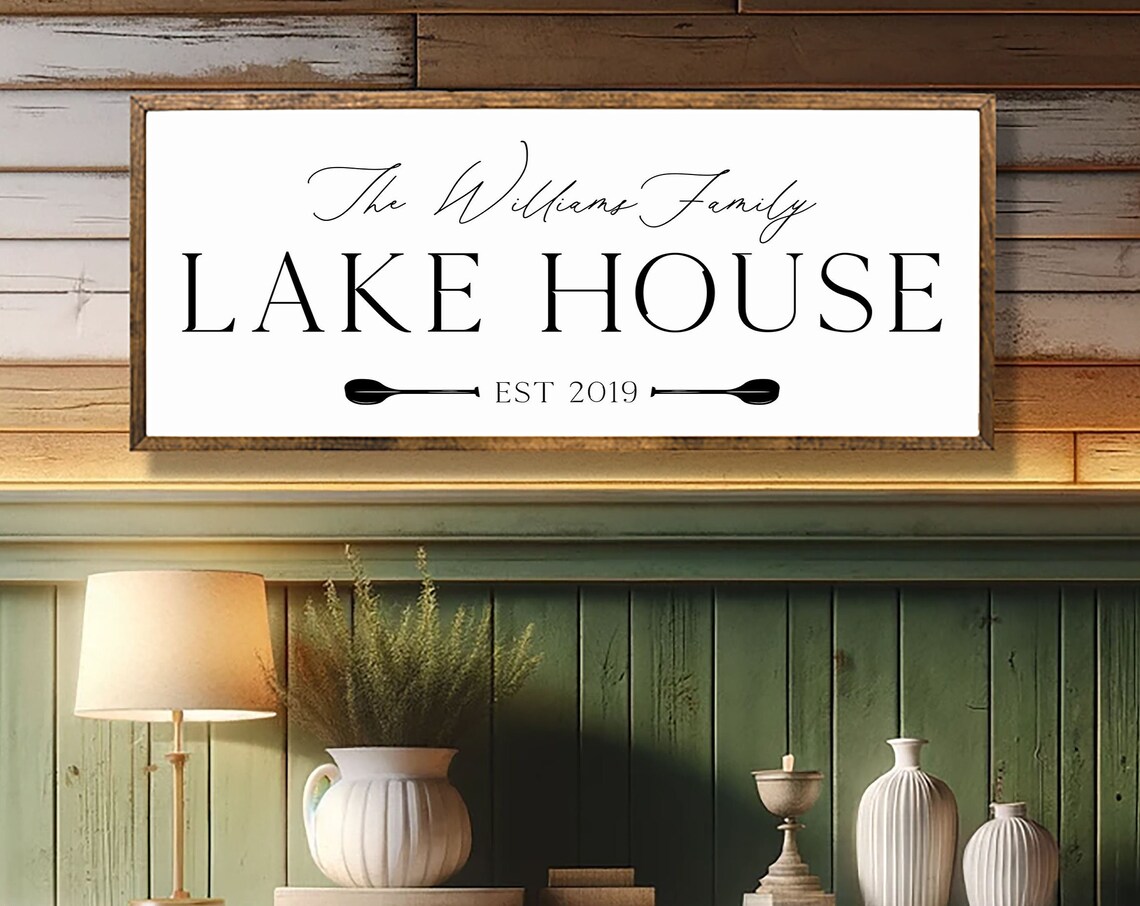 Lake House Family Personalized Sign, Lake Life Art Print