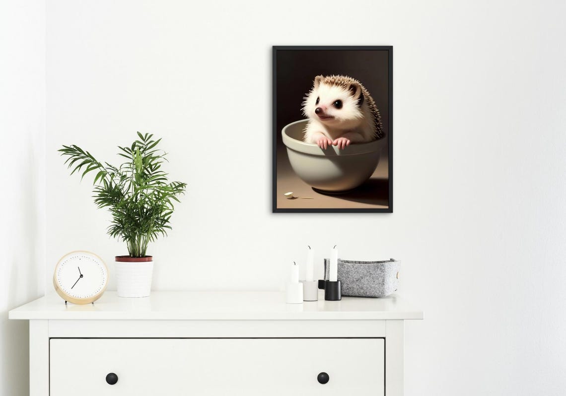 Baby Hedgehog Wall Art Home Decor Cute Animal Painting Living Room Art - Image 4