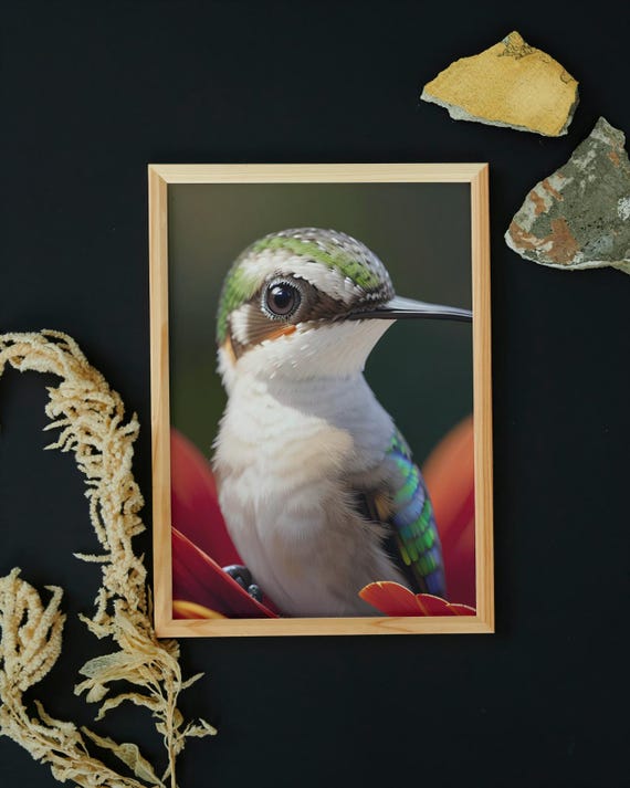 Baby Hummingbird Wall Art Home Decor Cute Animal Painting Living Room Art