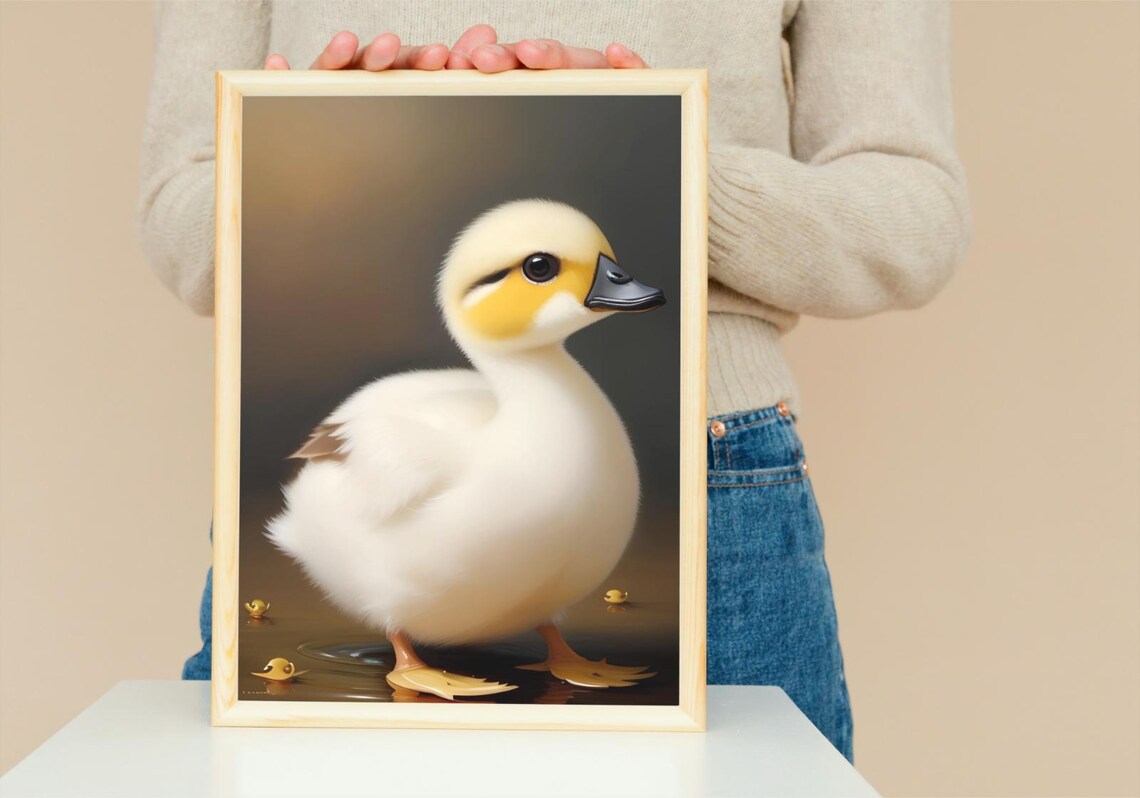 Adorable Fluffy Baby Duckling Yellow Face Standing Gentle Water Poster - Image 5