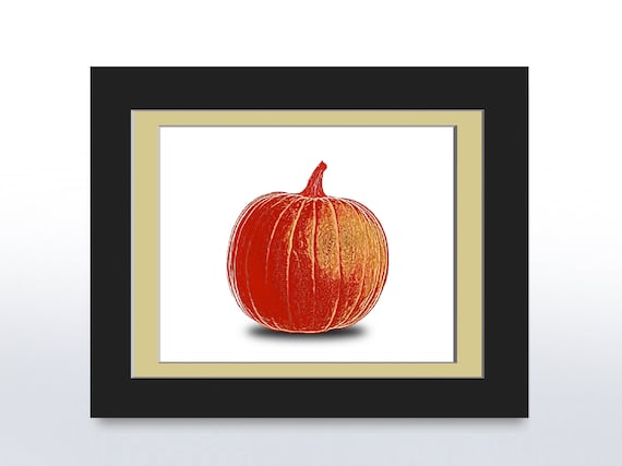Stylized Pumpkin With Shadow, Halloween Art Print