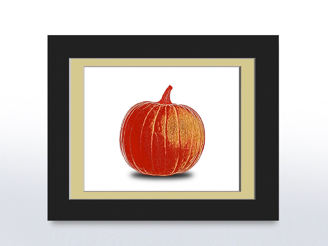 Stylized Pumpkin With Shadow, Halloween Art Print
