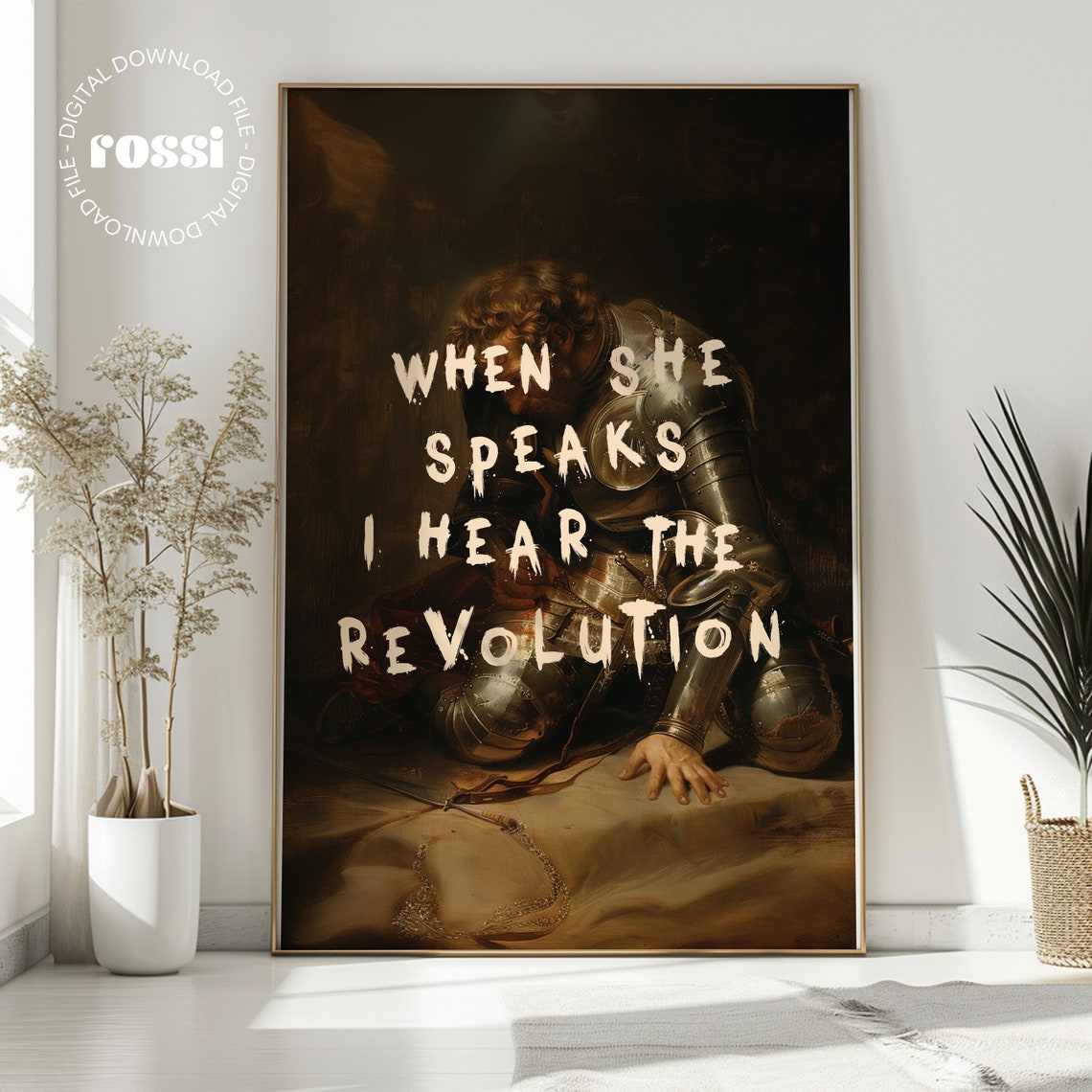 When She Speaks I Hear The Revolution Armored Knight Dark Art Poster - Image 3