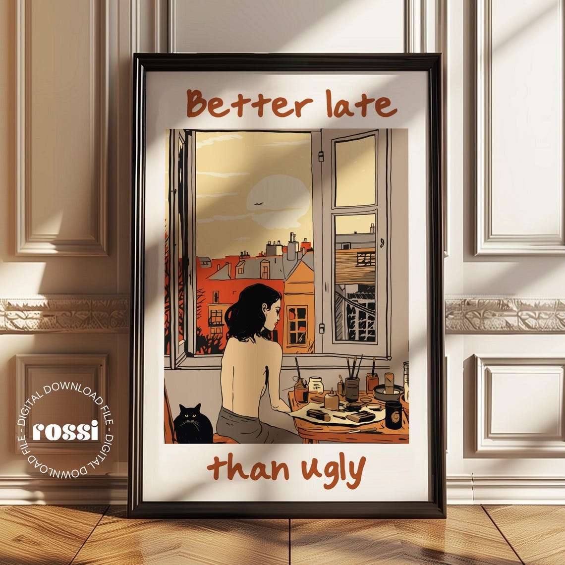 Better Late Than Ugly Print Preppy Room Wall Art Funny Girl Quote Poster Cute Preppy Decor Aesthetic Teen Room Art - Image 2
