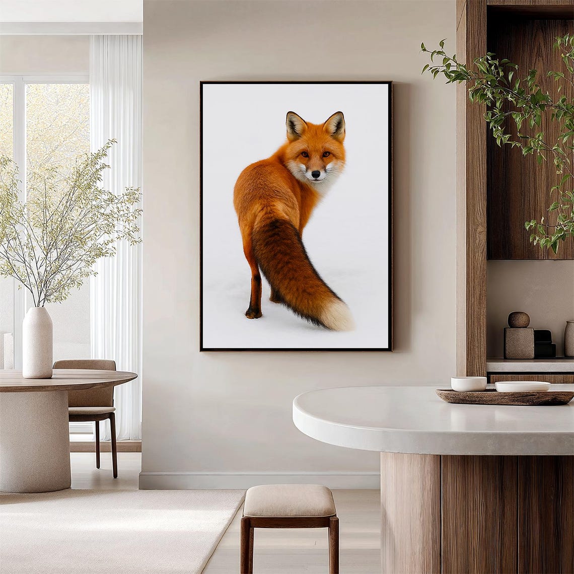 Fox Wall Art Photography Scandinavian Wildlife Decor Minimalist Nature Animal Winter Print