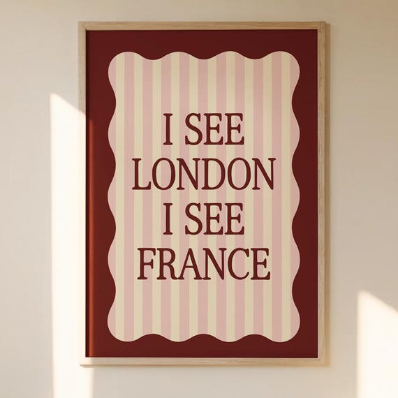 I See London France Funny Bathroom Print Trendy Art Powder Room Prints Quote Striped Wall Printed Shipped