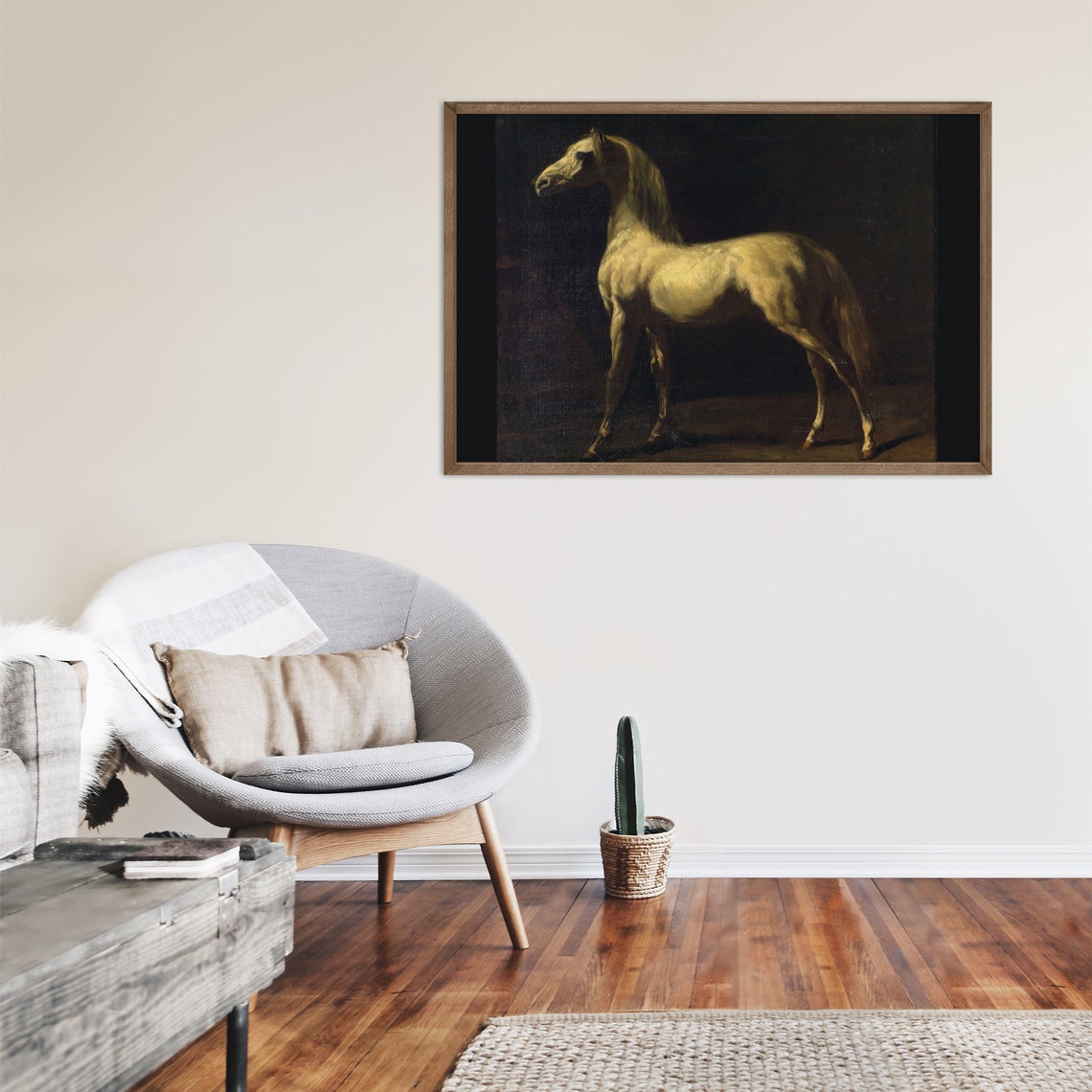 Theodore Gericault Gray Horse 1824 Romantic Equine Portrait Poster - Image 2