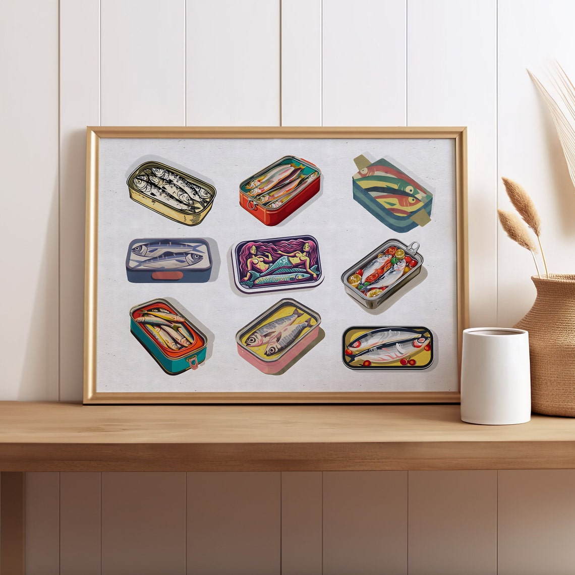 Opened Sardine Tins Collection Vintage Tin Can Fish Kitchen Art Poster