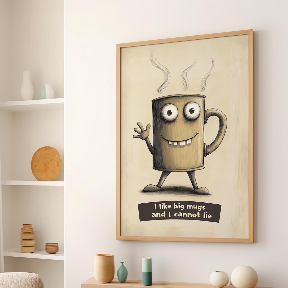 I Like Big Mugs And Cannot Lie Coffee Cup Typography Art Print Poster Or Canvas Mug Vintage Illustration Lover Gift