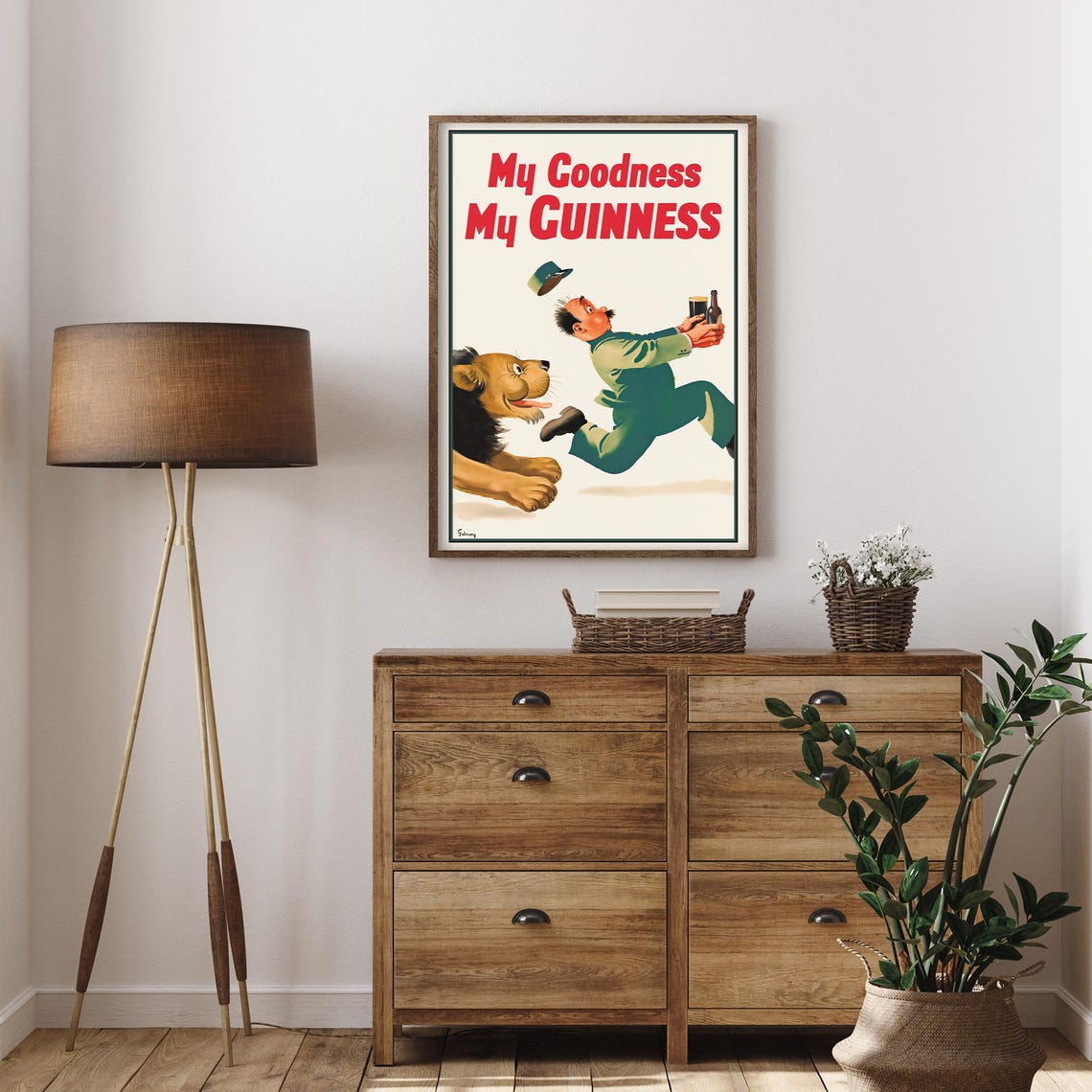 Guinness My Goodness Playful Lion Vintage Beer Advertisement Poster - Image 3
