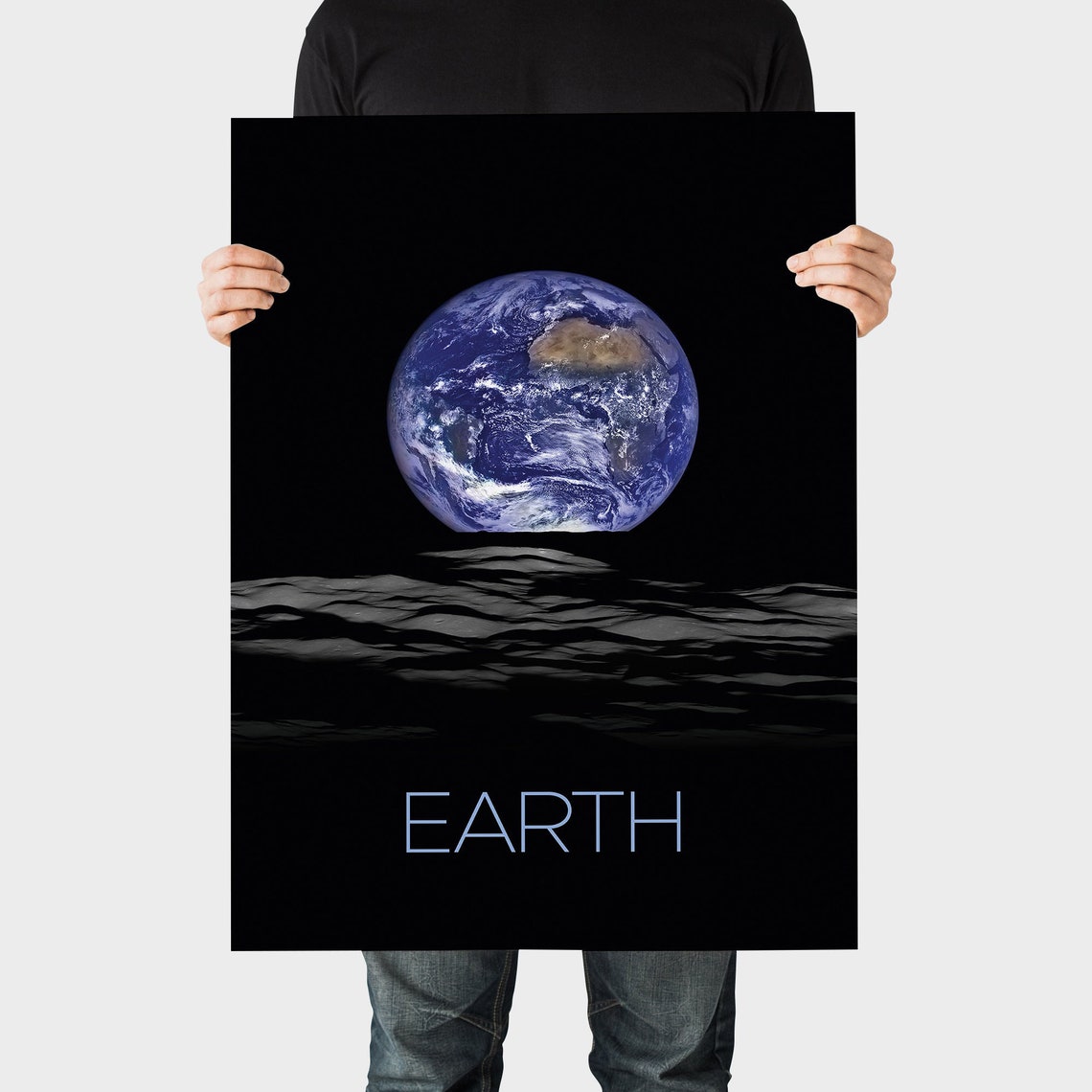 Earth From Space Earthrise Moon Surface NASA Style Photo Print - Image 3
