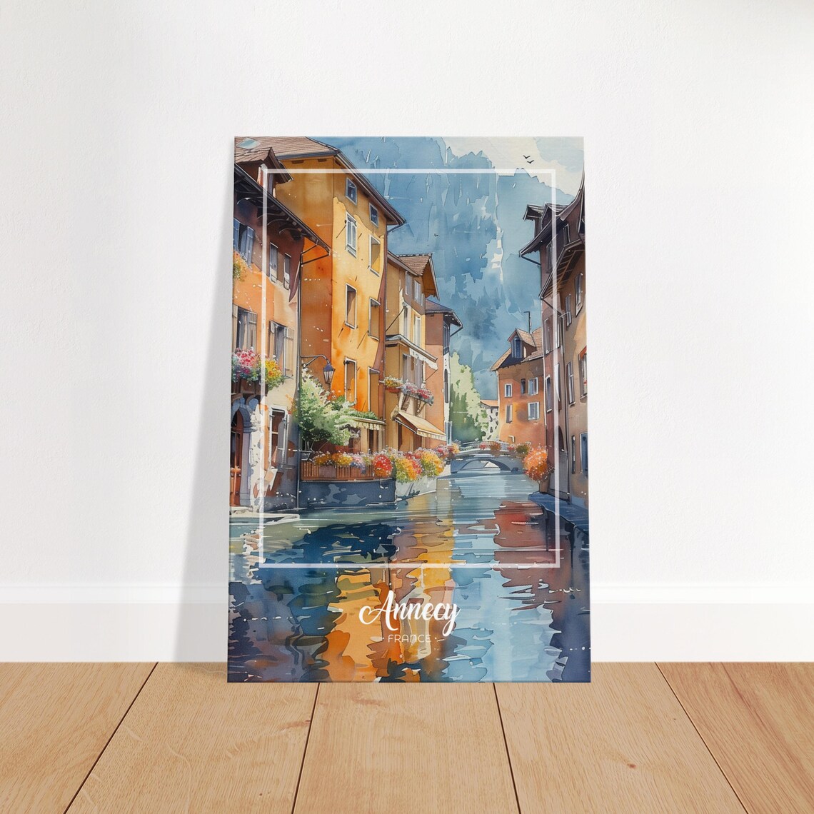 Annecy Canal Old Town Watercolor France Alpine Town Travel Poster - Image 3
