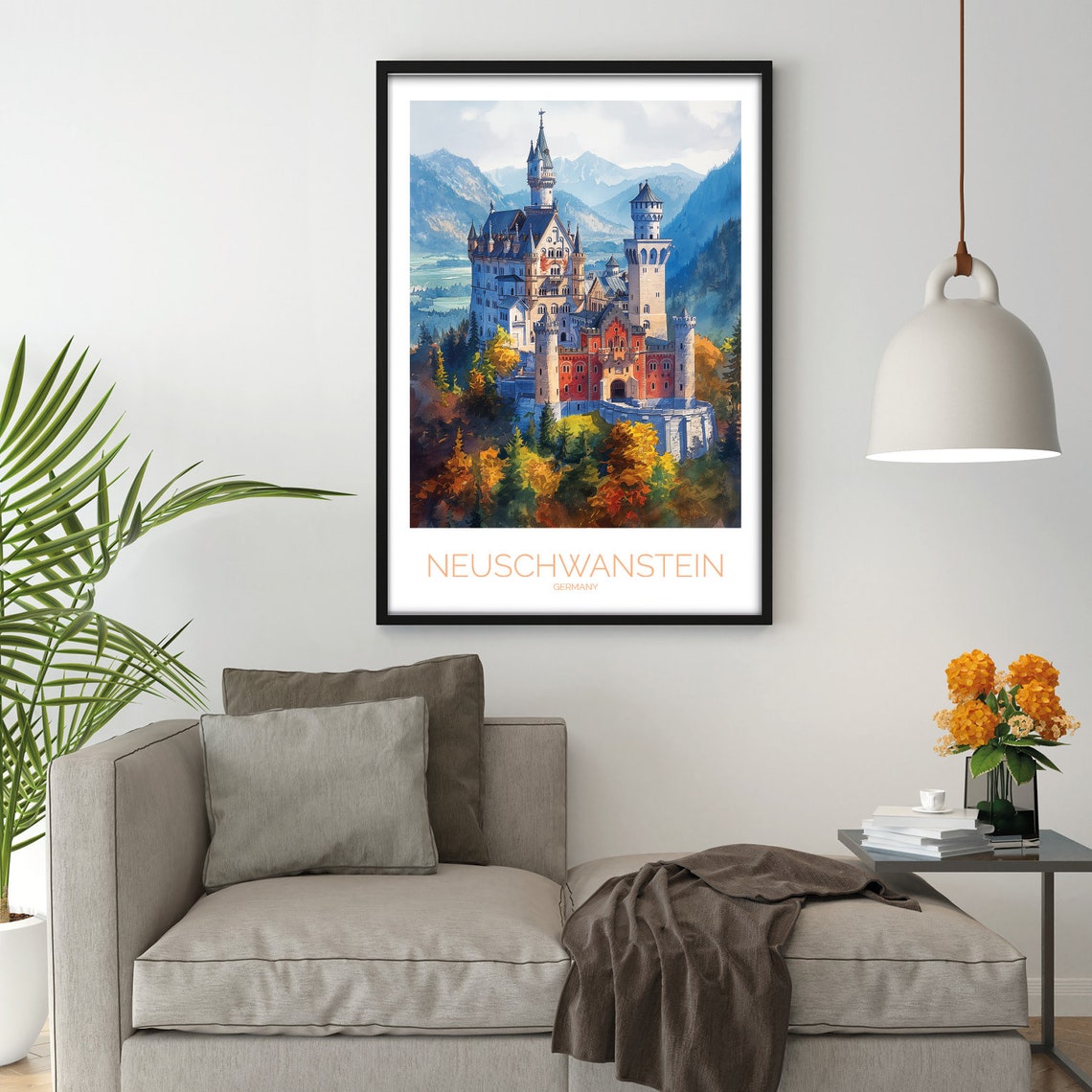 Neuschwastein Poster Travel Print Fairy Castle Beautiful Scenery Art Neuschwastein Print Castle Decor New Home Gift Travel Souvenir - Image 3