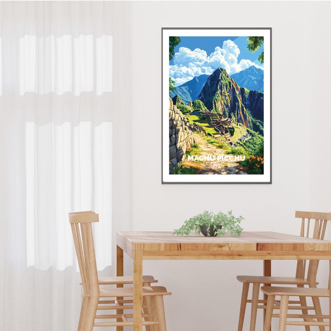 Machu Picchu Ruins Illustration Peru Mountain Landscape Travel Poster - Image 3