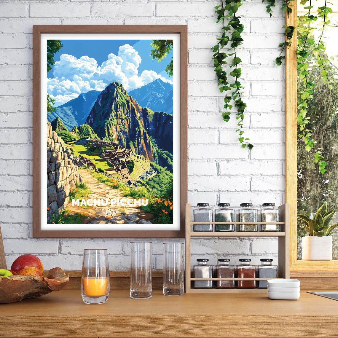 Machu Picchu Ruins Illustration Peru Mountain Landscape Travel Poster - Image 2