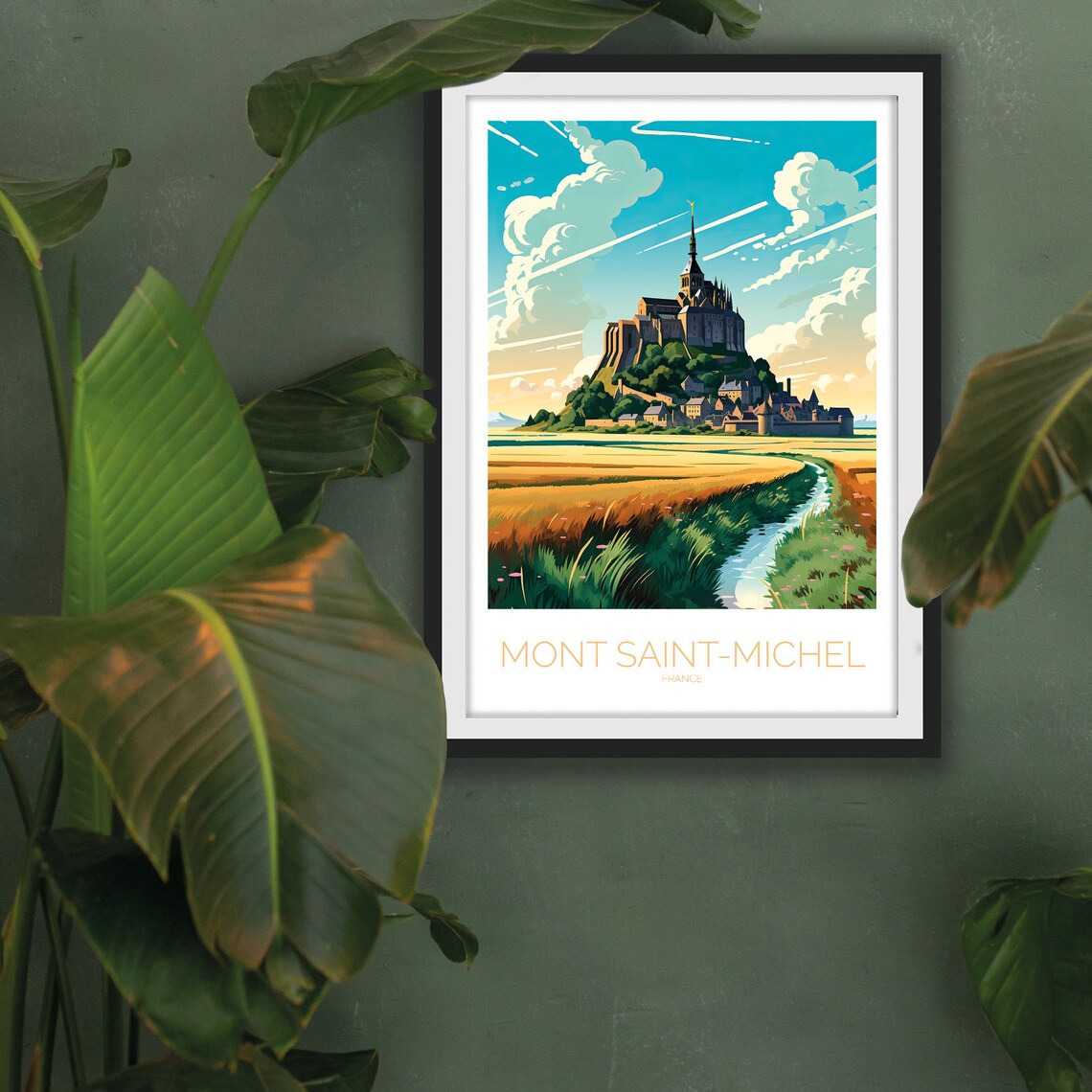 Mont Saint-Michel France Gold Tidal Island Abbey Bay View Poster - Image 3