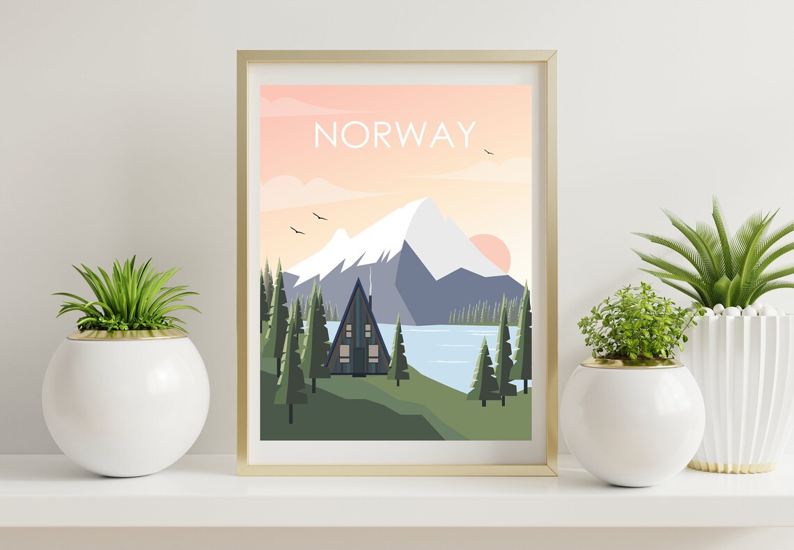 Norway Retro Travel Poster, Travel Wall Art - Image 3