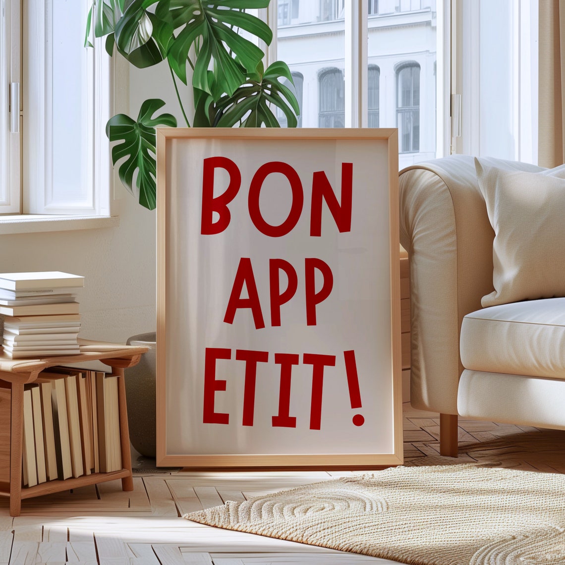 Bold Bon App Etit Red Typography French Bistro Kitchen Poster - Image 3
