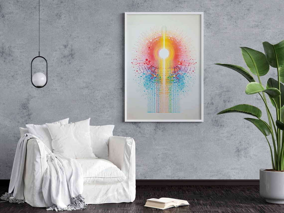 Sun Rainbow Rays Uplifting Abstract Artwork Illustration Colorful Modern Pop Art Vibrant Wall Decor Print - Image 4