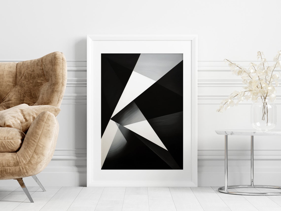 Abstract Geometric Pattern Sophisticated Black And White Art Modern Balance And Harmony Decor Minimalist Artwork - Image 2